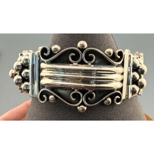 Vintage Mexican Sterling Silver Modernist Panel Bracelet 62.5g Mid Century Mexic